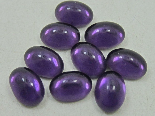 7x5mm OVAL 6pcs. DARK AMETHYST CABOCHON FLAT BACK GERMAN JEWEL